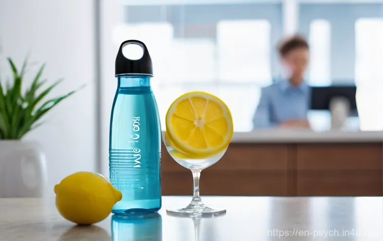 심리학 연구 논문 - **Prompt 1: The Subtle Nudge to Hydration**
    "A brightly lit, modern office environment. A young ...