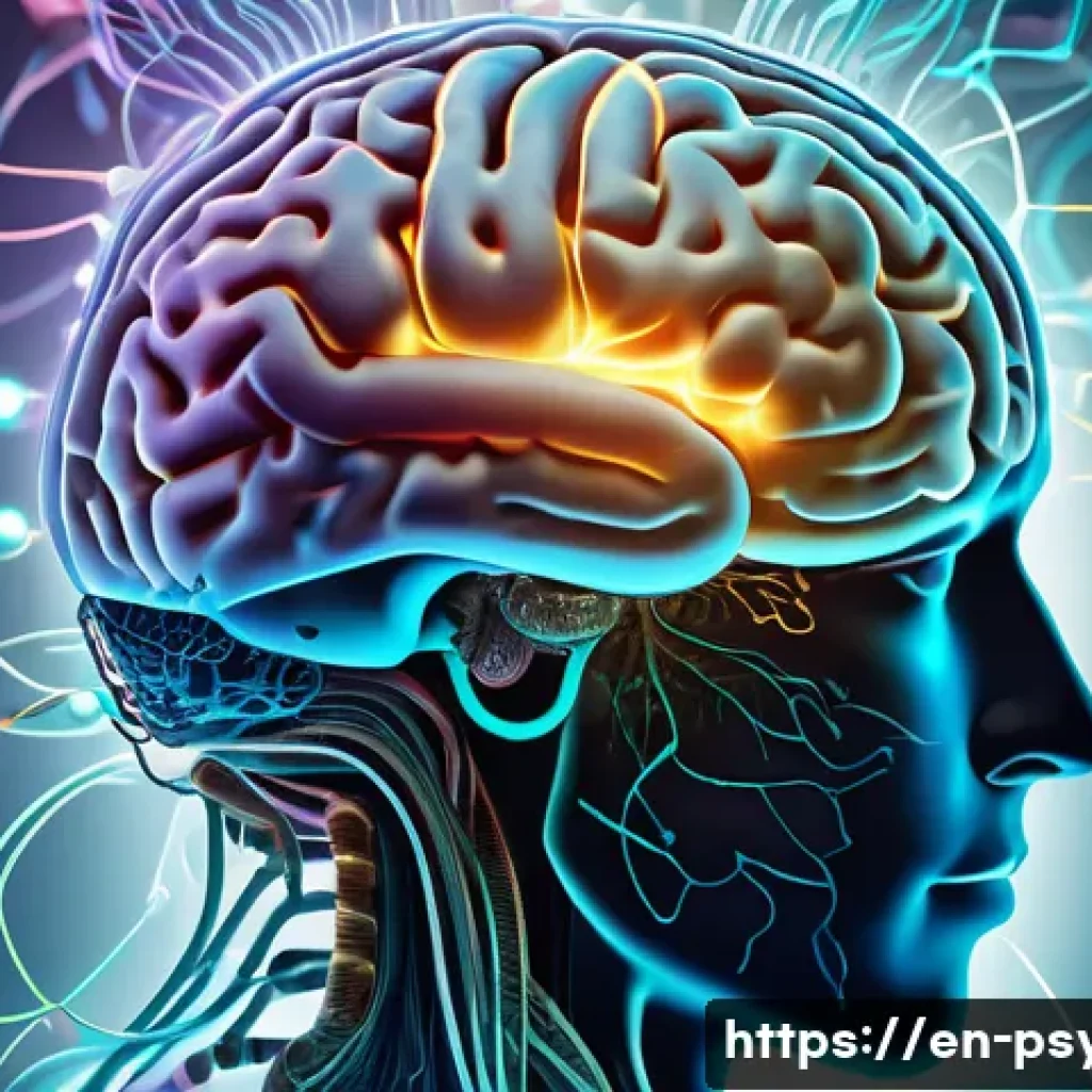 심리학 공통 과목 - A detailed, realistic illustration of a human brain with glowing neural pathways and sensory organs ...