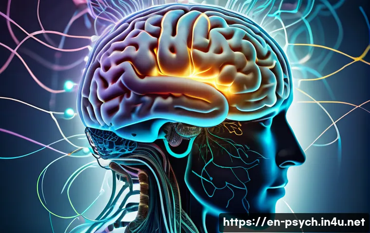 심리학 공통 과목 - A detailed, realistic illustration of a human brain with glowing neural pathways and sensory organs ...