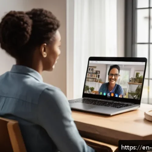 Home 31 심리학의 직업 전망 - A modern teletherapy session scene showing a diverse psychologist and client engaging via a high-qua...